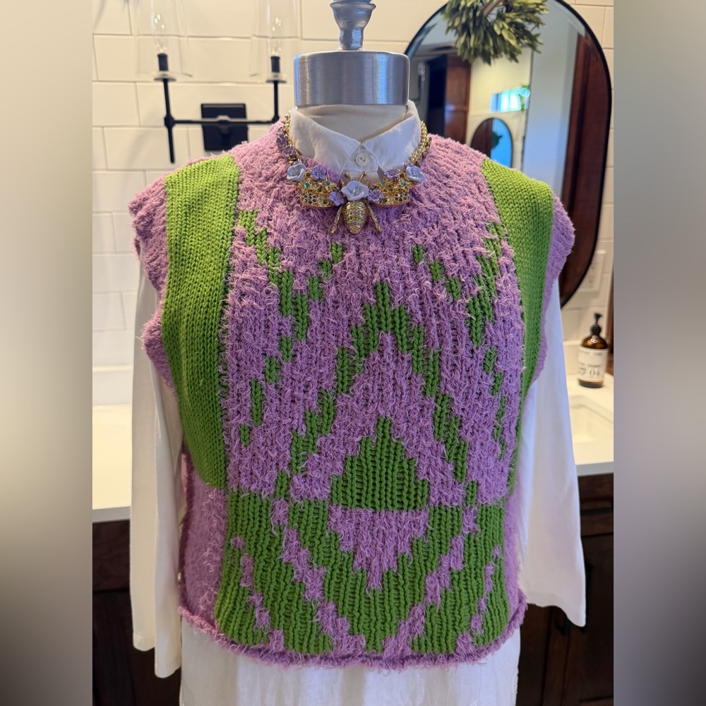 NWT Free People Diamonds for Days Sleeveless Vest Purple Green Goddess Sz Small